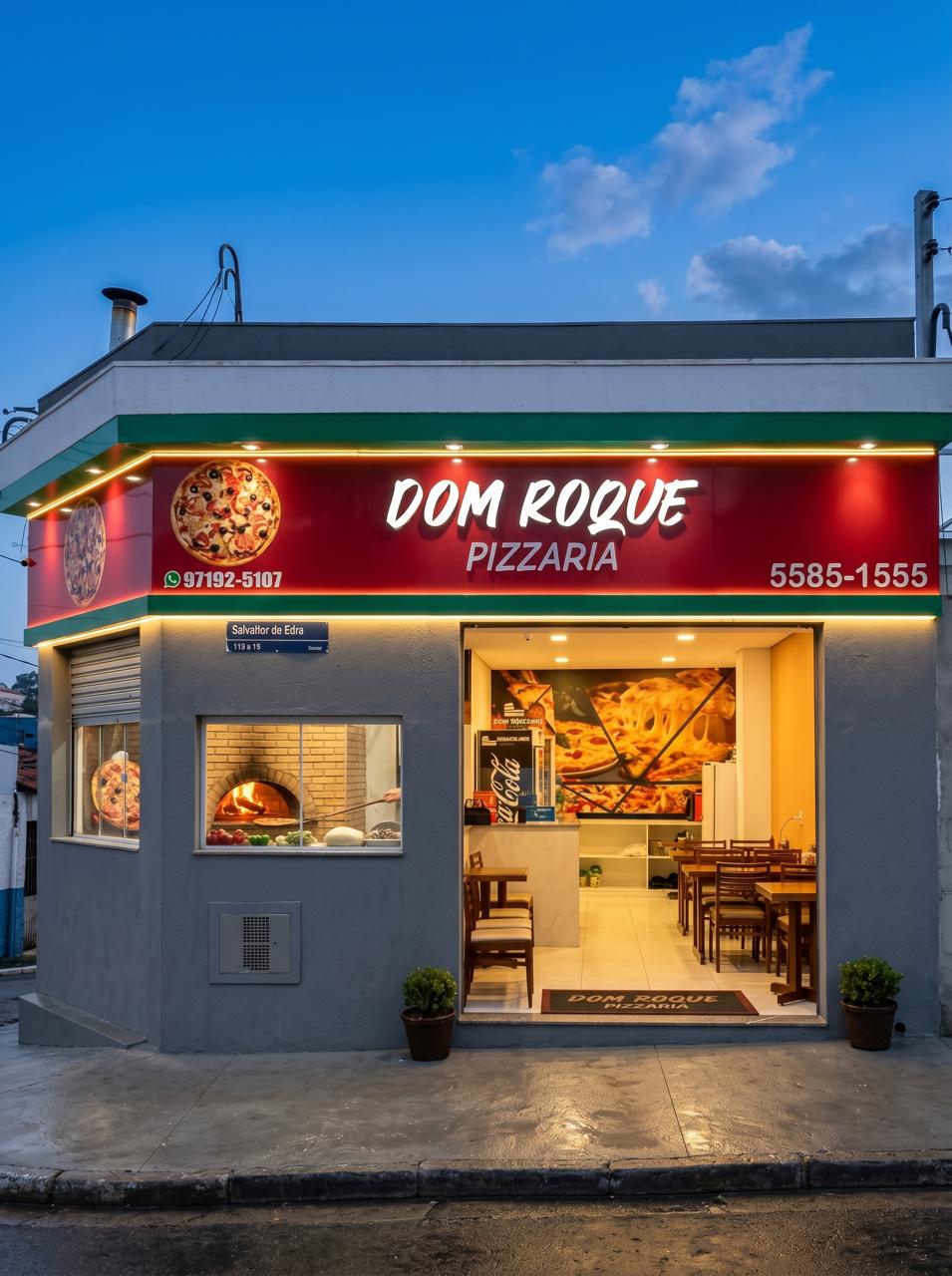 Fachada da Pizzaria Dom Roque na R. Salvador de Edra, Vila da Saúde, São Paulo